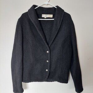 Vintage The Eagle's Eye 100% Boiled Wool Sweater Jacket Blazer 100% Black Sz 12